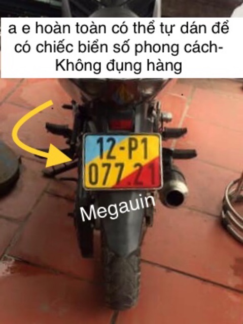 Đề can (decal) vàng, xanh, đỏ dán biển số xe máy