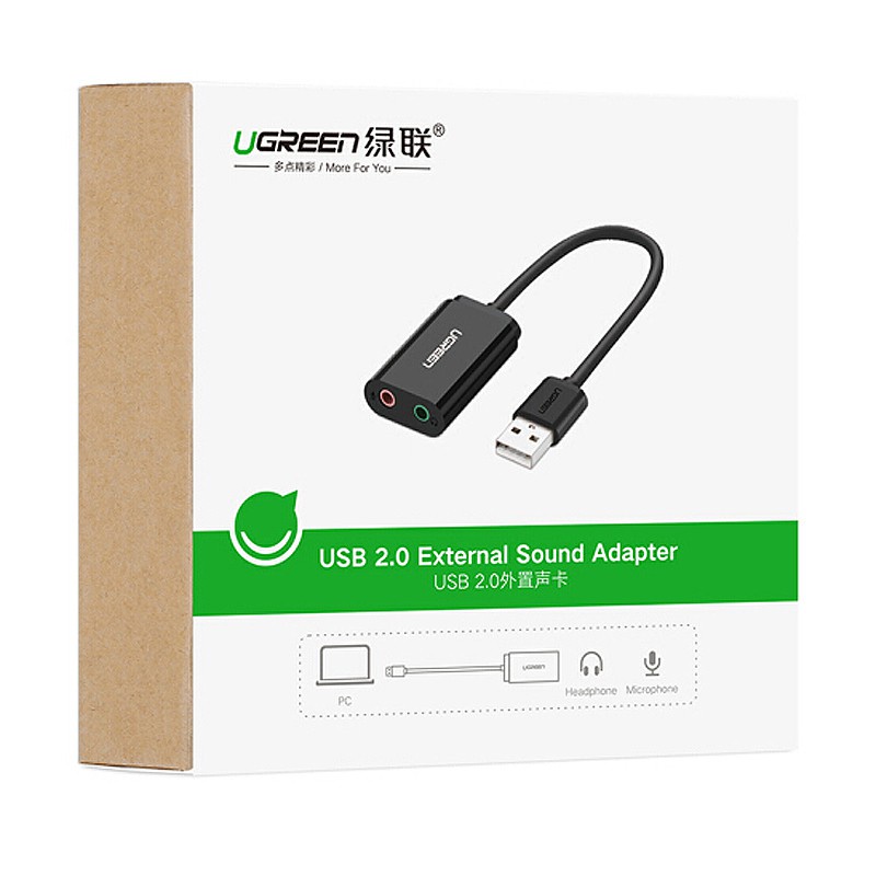 Cáp chuyển USB ra 3.5mm UGREEN 30724 US205 ( jack 3.5mm Headphone và Microphone)
