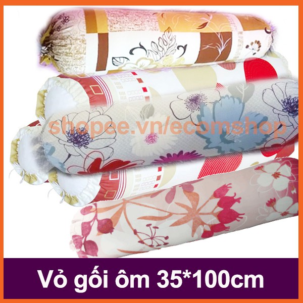 Vỏ gối ôm cotton 35x100cm (giao màu ngẫu nhiên)