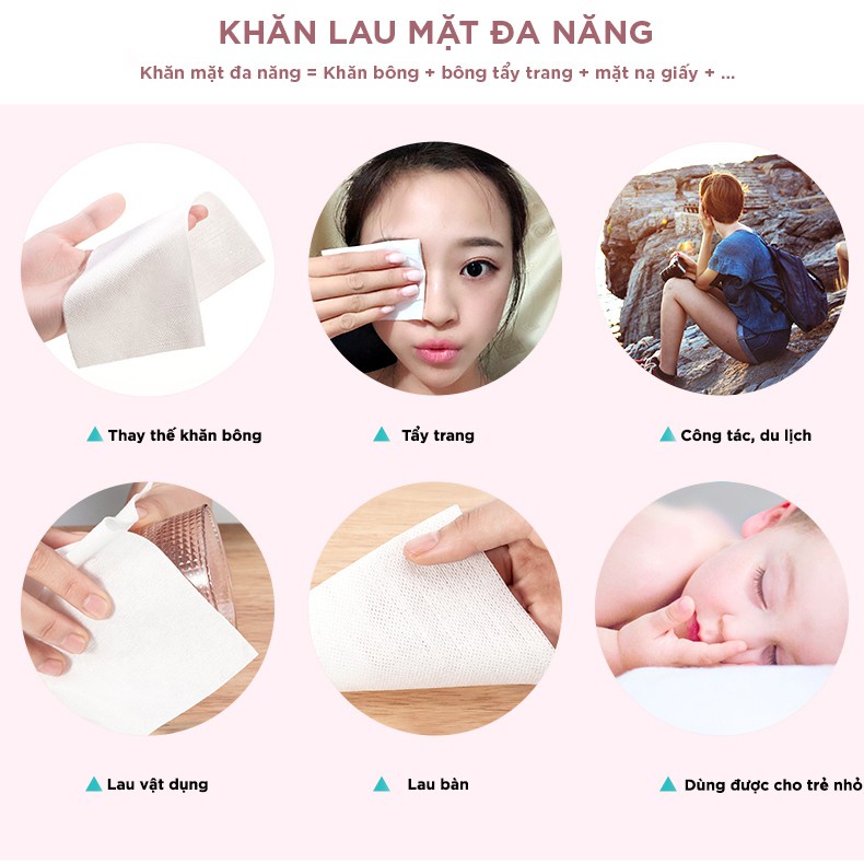Khăn Lau Mặt Dùng 1 Lần Lau Khô, Lau Ướt, Tẩy Trang, Khăn Giấy Đa Năng Animerry Nội Địa Trung
