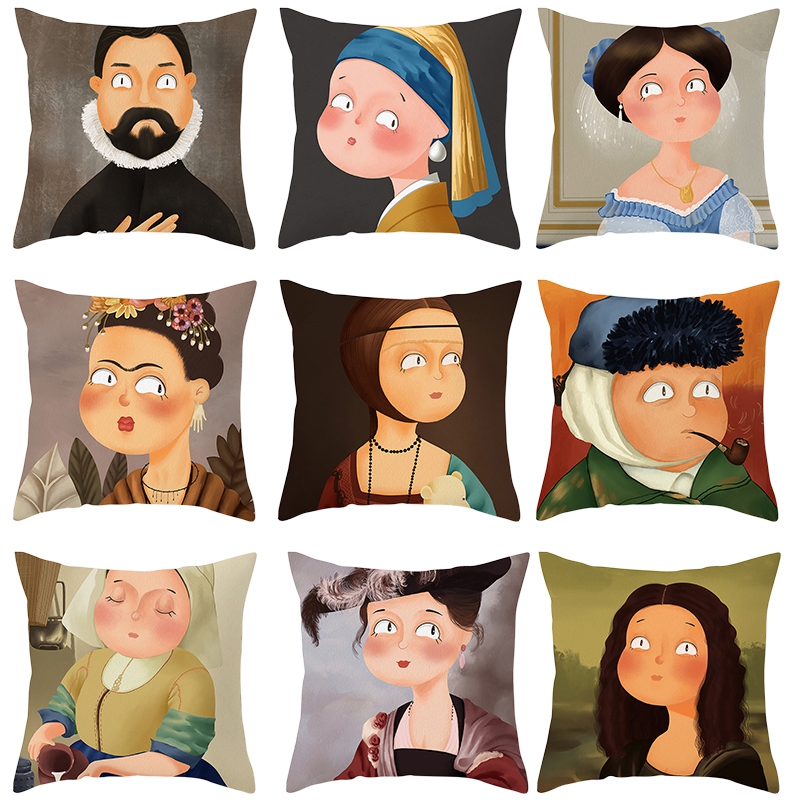 Vỏ gối vuông in hình Mona Lisa độc đáo | BigBuy360 - bigbuy360.vn