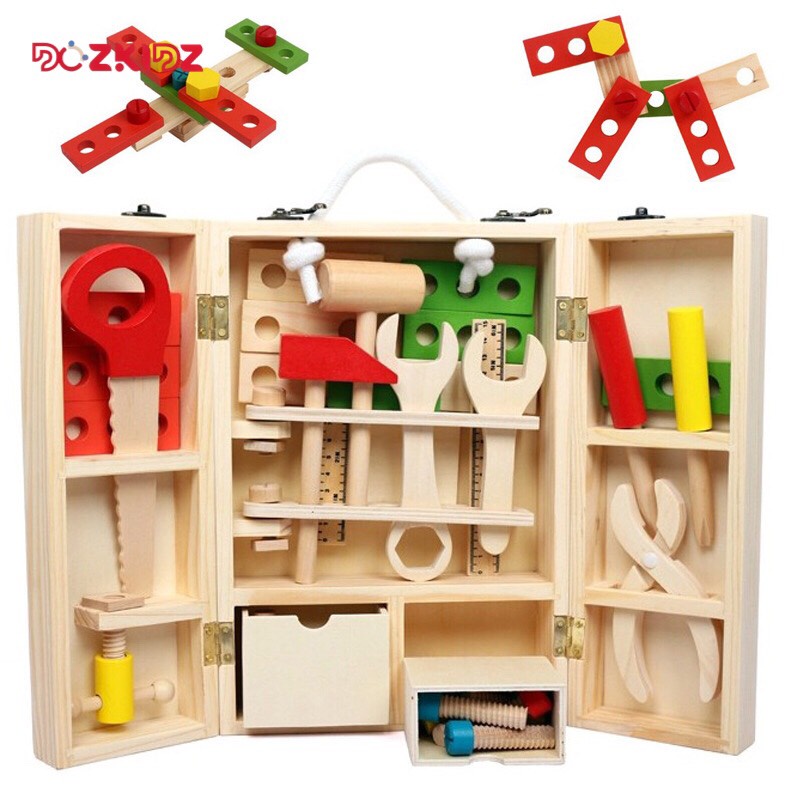 Đồ chơi gỗ hộp dụng cụ sửa chữa cho bé trai từ 3-7 tuổi - DOZKIDZ