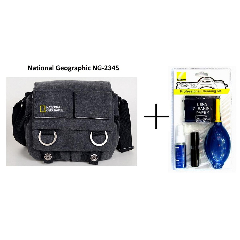 Túi máy ảnh National Geographic NG-2345 (Xám) + Bộ vệ sinh máy ảnh 8 in 1