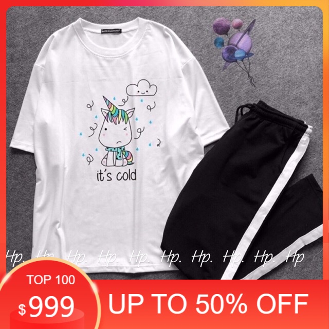 Sét áo It’s Cold + quần 1 sọc THV467, Áo thun nam nữ, quần kaki, quần nữ, sét bộ mặc ở nhà MODY