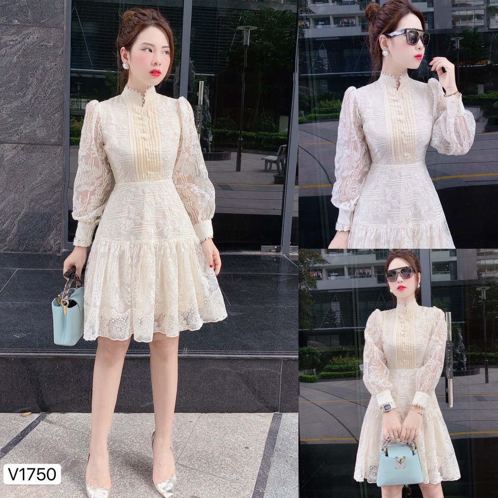 Váy ren be xòe thiết kế V1750  - DVC Dolce Viva Colection Authentic ( Ảnh mẫu và ảnh trải sàn do shop tự chụp ) | BigBuy360 - bigbuy360.vn