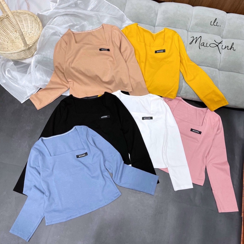Áo thun nữ cổ vuông dài tay, áo thun bozip loại 1 nữ cổ vuông dễ mặc mà tôn dáng cực kỳ A41 ONE UNISEX