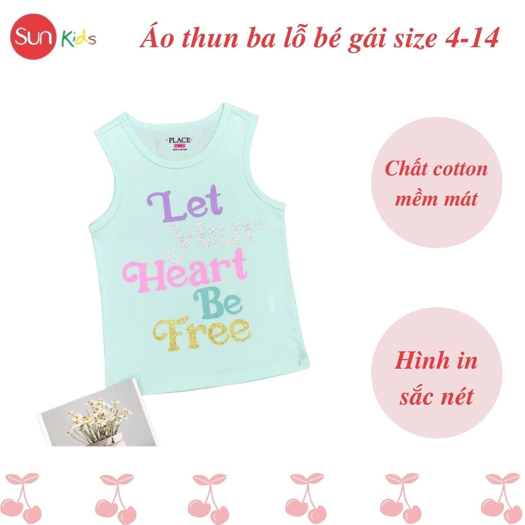 Áo thun cho bé gái, áo phông bé gái chất cotton mềm mát, size 4 - 14 tuổi - SUNKIDS