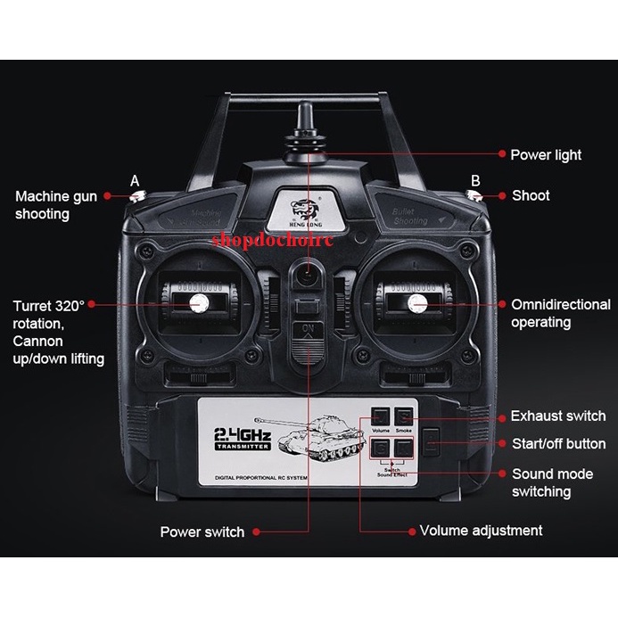 Xe tank Henlong 3818 Tiger bản cơ bản điều khiển từ xa