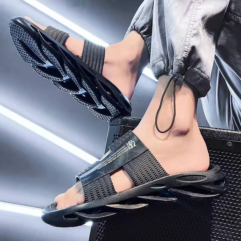 Dép đế cao bằng nhựa chống trượt đi mưa cho nam