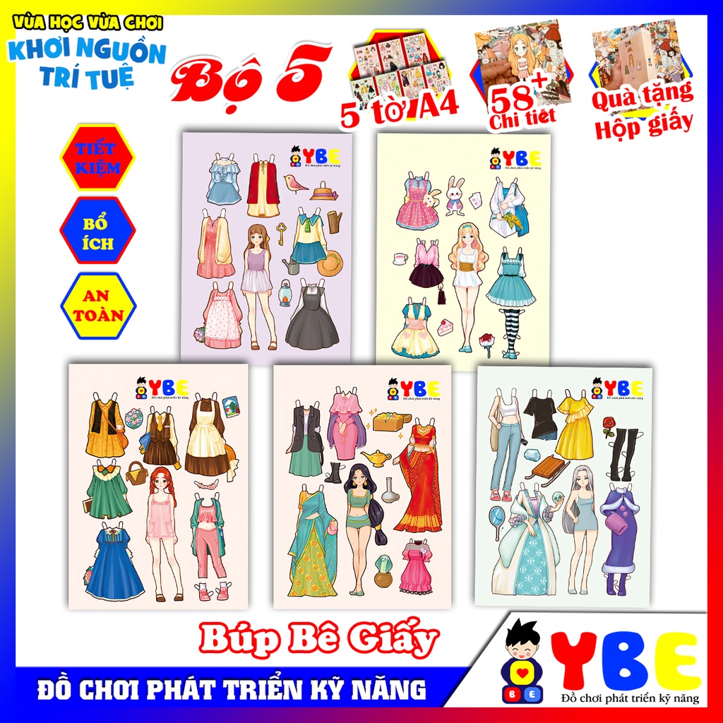 Đồ chơi thủ công búp bê giấy dành cho các bé gái từ 1 tới 10 tuổi giúp bé sáng tạo tính thẩm mỹ phát triển tư duy
