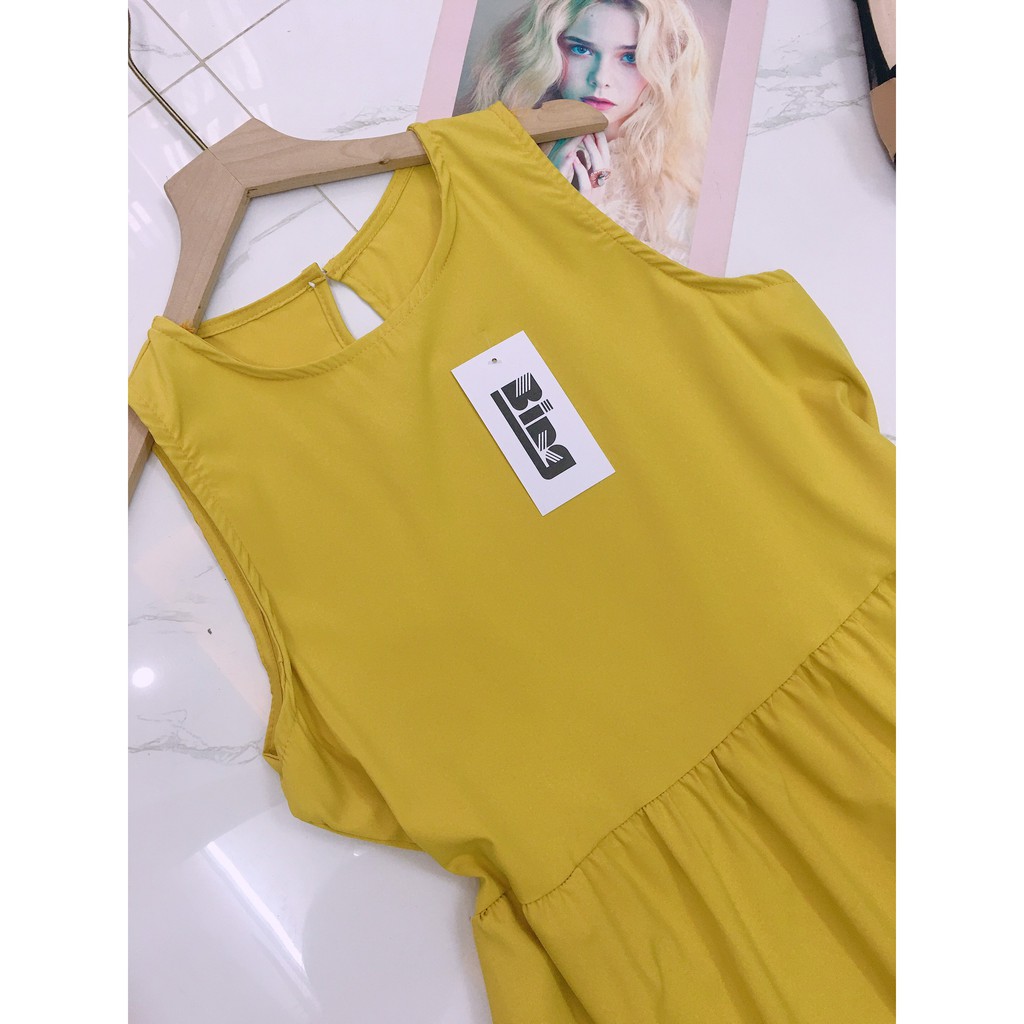 Đầm suông nữ babydoll 3 tầng khoét nách shynstores vải đũi dáng dài miên man | BigBuy360 - bigbuy360.vn