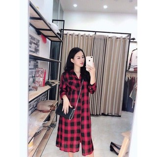Váy kẻ maxi dáng dài