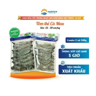 1Kg Tôm thẻ Cà Mau Agritech size 25-30 con/kg (2 gói 500g)