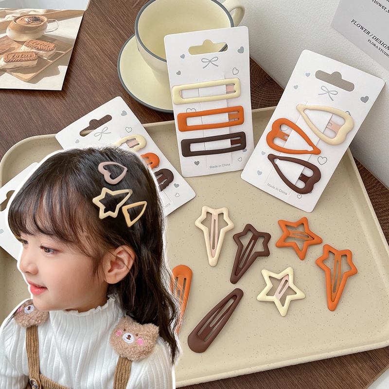 Bộ Kẹp Tóc Ngôi Sao Màu Nâu Dễ Thương Xinh Xắn Dành Cho Bé Gái