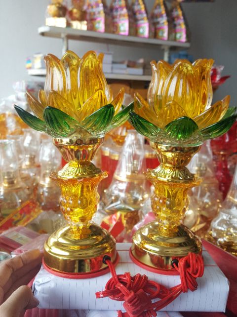 Đèn Sen Thủy Tinh Cắm Điện