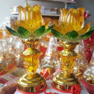 Đèn Sen Thủy Tinh Cắm Điện trang trí ban thờ đồ thờ cúng tâm linh đèn thờ