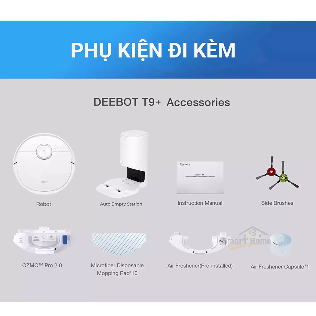 Robot Hút Bụi Lau Nhà Ecovacs T9 Plus - Robot Lau Nhà , Xả Rác Tự Động Ecovacs Deboot T9 Plus Bản Quốc Tế - BH 24 Tháng