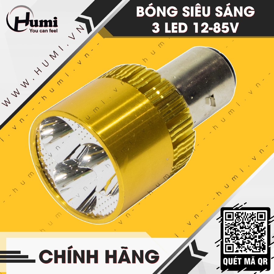 Đèn Led Siêu Sáng 3 Bóng Chân Cài 12-85V