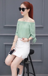 Áo trễ vai tay nơ