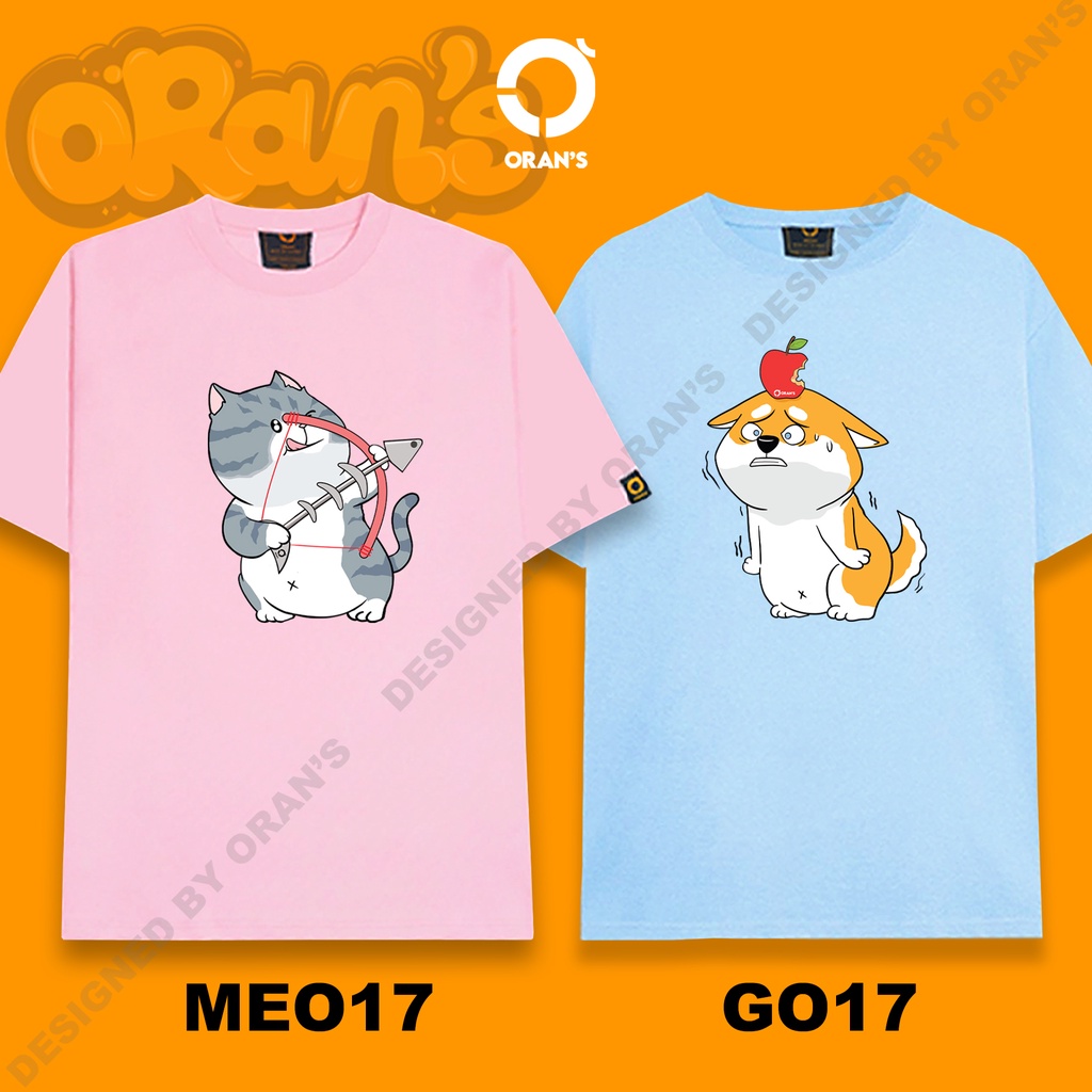 Áo đôi Couple Tee áo đôi in hình chó mèo bắn cung 17 nam nữ tay lỡ Oversize chất COTTON 4C, FULLBOX ORANS TEE - ORAN'S