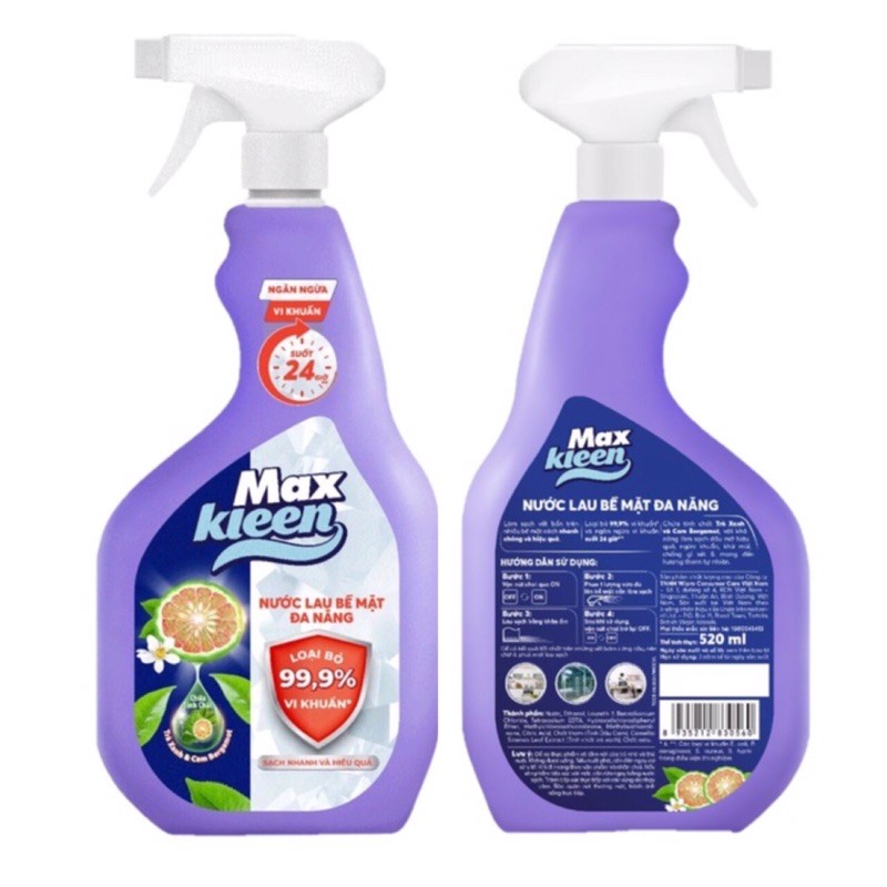 Nước lau bề mặt đa năng MAXKLEEN 520ml