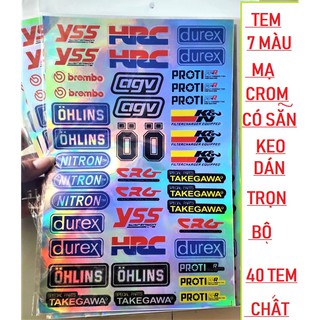 💥 TEM DÁN XE MÁY BỘ 40 TEM MẠ Crom 7 MÀU LOGO - ĐỒ CHƠI XE MÁY💥
