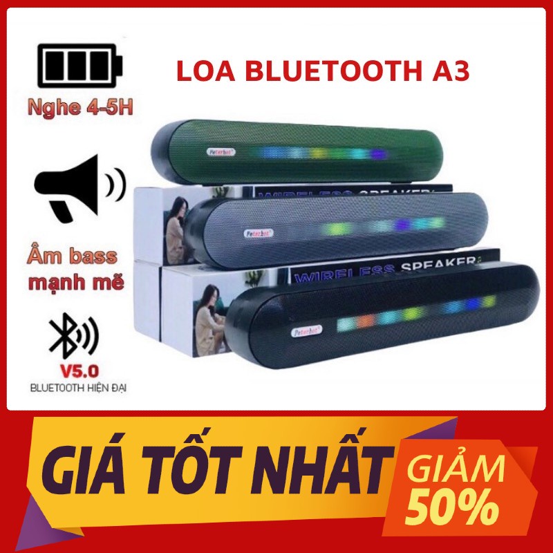 Loa Bluetooth A3 Đèn Led 7 Màu, Loa không dây âm trầm siêu bass hay- nghe không hay hoàn tiền gấp đôi bảo hành 1 đổi 1