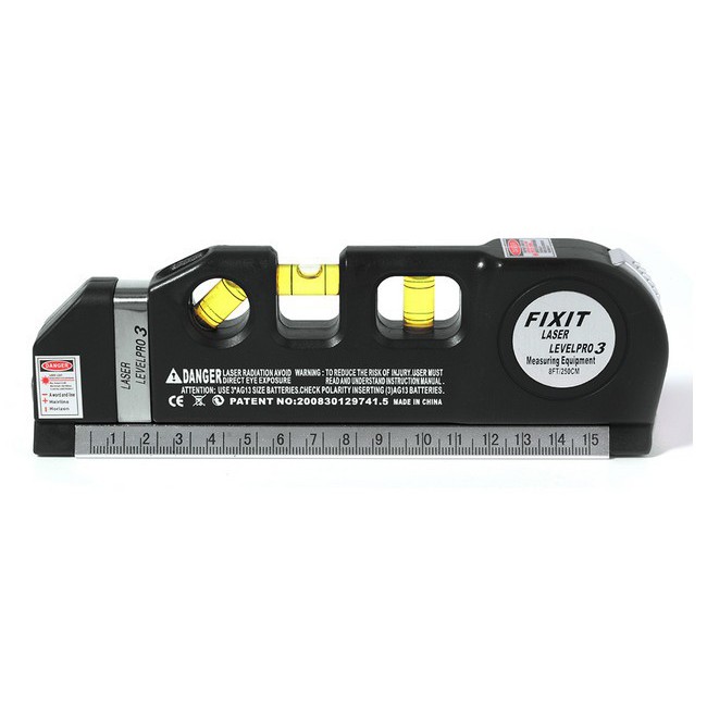 Thước Thuỷ Nivo Cân Mực Laser Đa Năng Fixit Laser 2 Tia Dọc Ngang + Tặng Kèm 3 Viên Pin