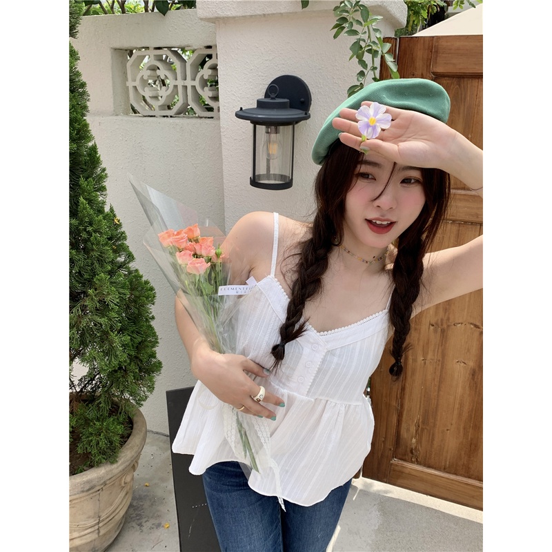 Áo Hai Dây Cổ Chữ v Vải Mỏng Dáng Rộng Thời Trang Mùa Hè Hàng Mới Dành Cho Bạn Nữ