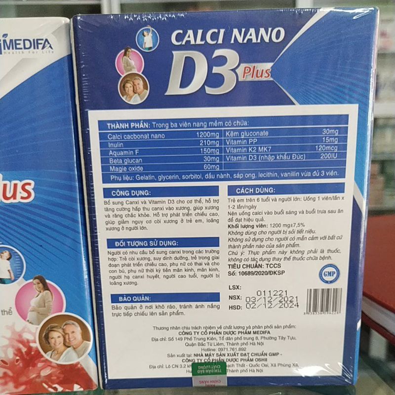 Calci nano D3 plus H50viên không táo bón - bổ canxi thoái hoá khớp loãng xương