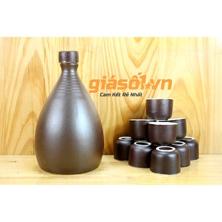 Bộ Bình và 10 chén uống rượu Bát Tràng 500ml