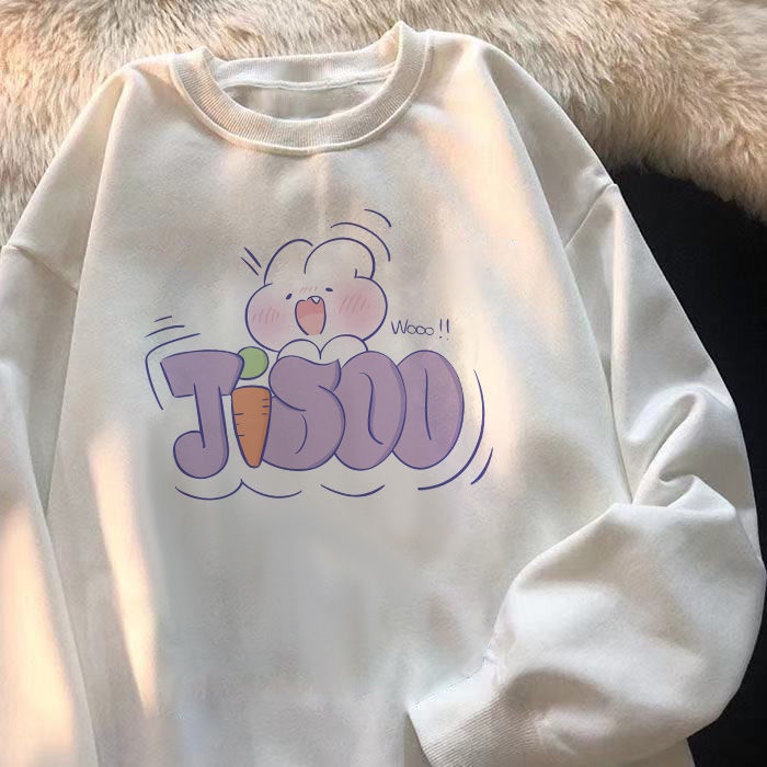 Áo sweatshirt cổ tròn dáng rộng phong cách Hàn Quốc dành cho nữ
