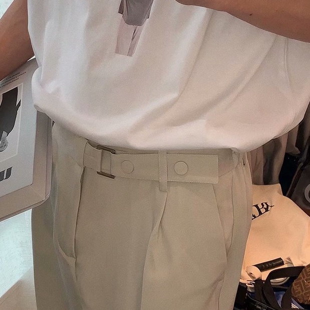 Quần dài ống rộng phong cách quần vải cạp cao Hàn Quốc thời trang baggy quần đen cho nam unisex karik simple trousers thẳng