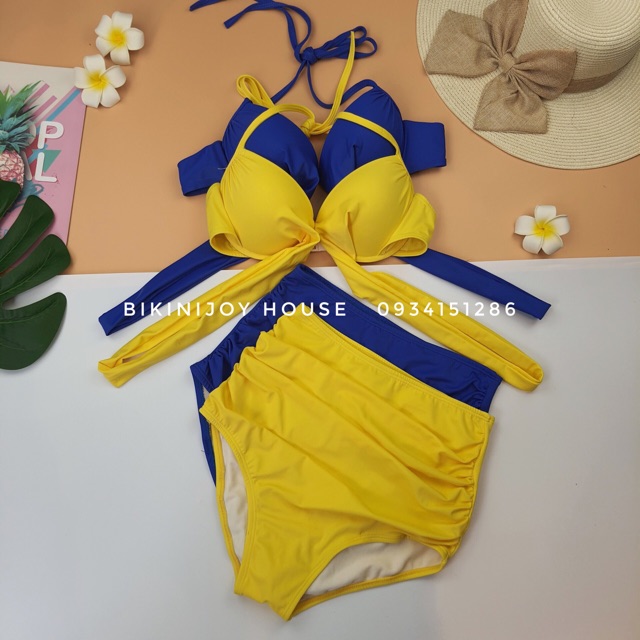Đồ bơi bikini đi biển mùa hè lưng cao che bụng