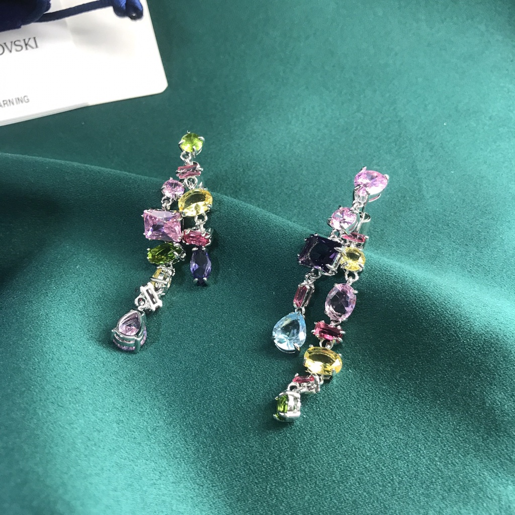 Bông Tai Swarovski Dáng Dài Đính Đá Quý Sang Trọng Cho Nữ