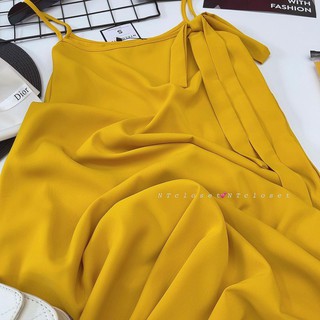 Váy maxi lụa tuyết nơ vàng