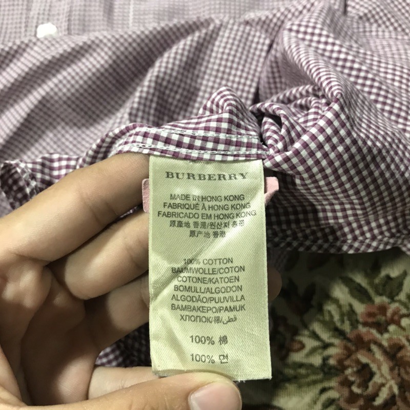 Áo Sơ mi dài tay hiệu BURBERRY sọc caro size L