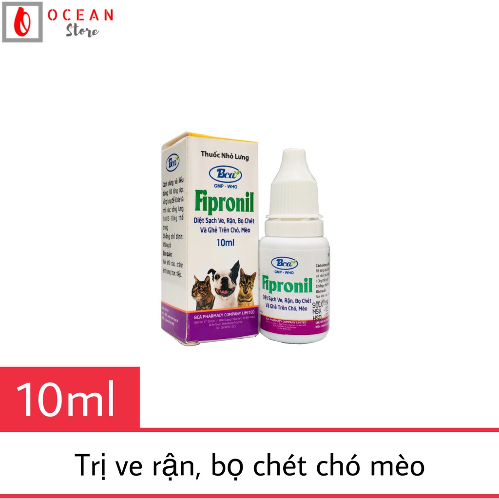 Thuốc Nhỏ sống lưng diệt ve ghẻ bọ chét cho chó mèo - Fipronil 10ml