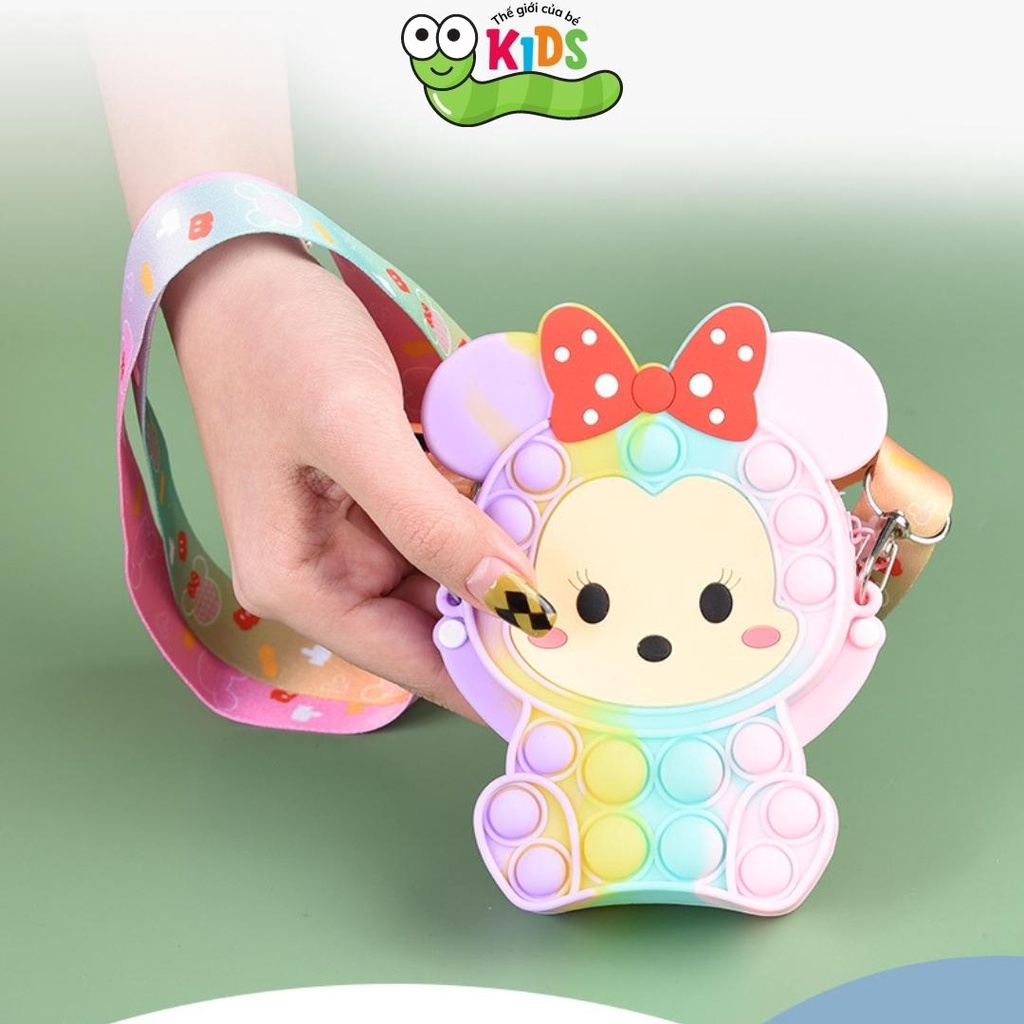 Túi POPIT Micky đeo chéo cho bé chất liệu silicon bóp bong bóng giảm căng thẳng & giải trí - TÚI MICKY 1