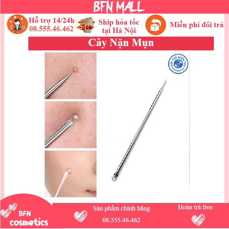 Cây nặn mụn trứng cá , mụn đầu đen , mụn bọc 2 đầu ,que nặn mụn cao cấp inox