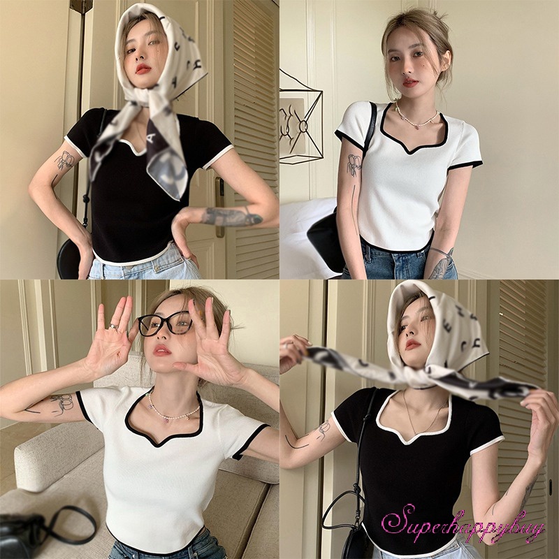 Áo Thun Tay Ngắn Dáng Ôm Dễ Phối Đồ Thời Trang Cho Nữ