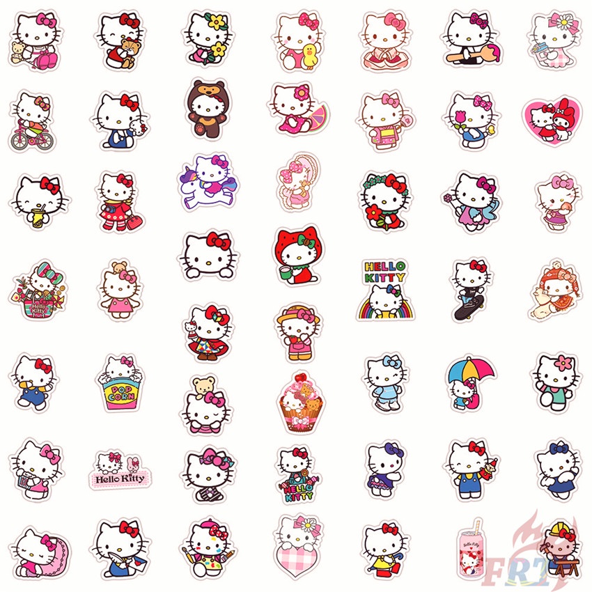 ❉ Hình Dán Hello Kitty Series 08 ❉ Bộ 50 Sticker Họa Tiết Doodle Hợp Thời Trang