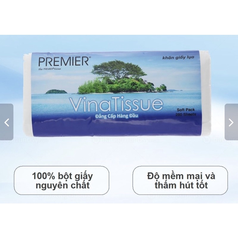 Khăn giấy lụa giấy ăn rút Premier VinaTissue 280 tờ