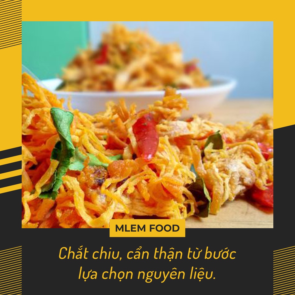 Khô gà lá chanh xé cay 300gr Mlem Food, Gà khô xé sợi lá chanh - Đồ ăn vặt Hà Nội | BigBuy360 - bigbuy360.vn