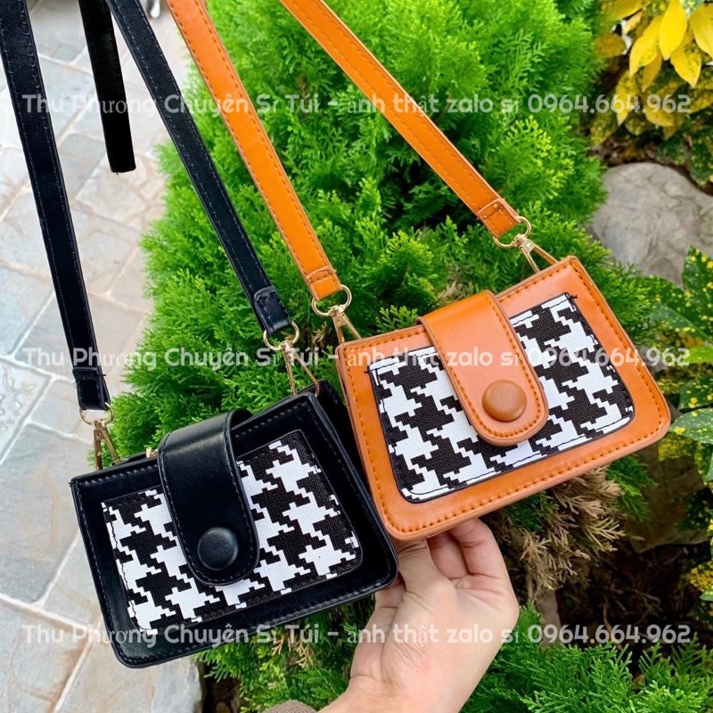 [Giá Sỉ] Túi mini nữ, Túi đeo chéo mini phối dạ én nắp tròn phong cách vintage siêu xinh (kèm ảnh thật)