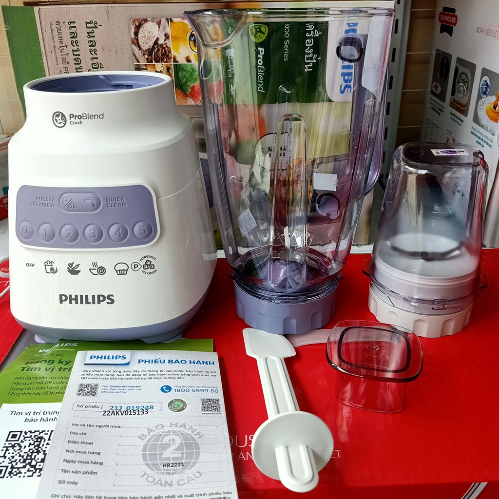 Máy xay đa năng Philips HR2221 và Philips HR1393 phân phối chính hãng bảo hành 2 năm