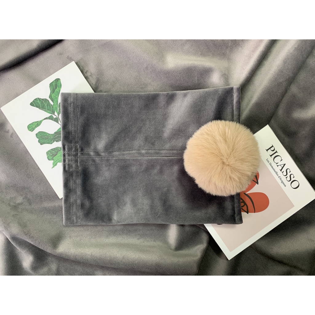 Túi đựng khăn giấy vải nhung sang trọng nhiều màu Liminho Shop