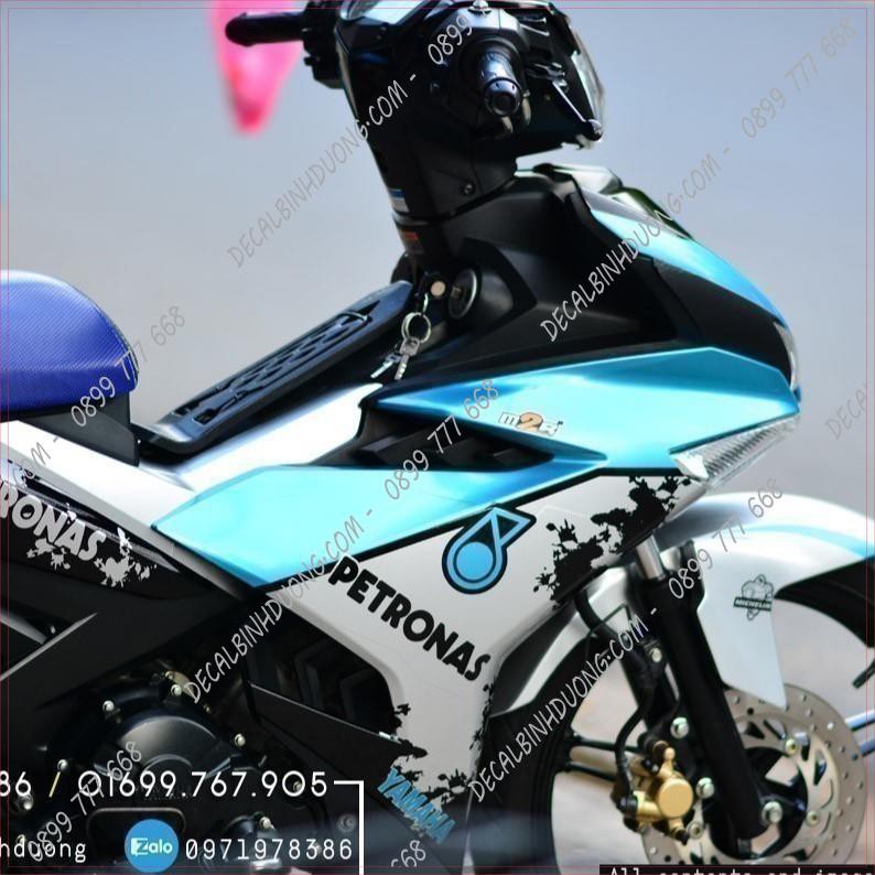 Tem Xe Máy - Decal Trùm Exciter 150 Xanh Bạc Petronas