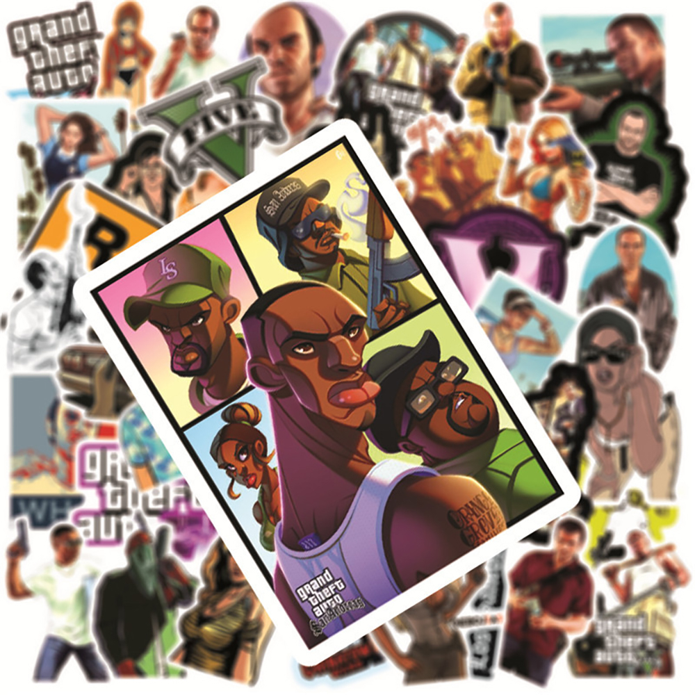 Bộ 50 sticker dán trang trí hình game GTA độc đáo