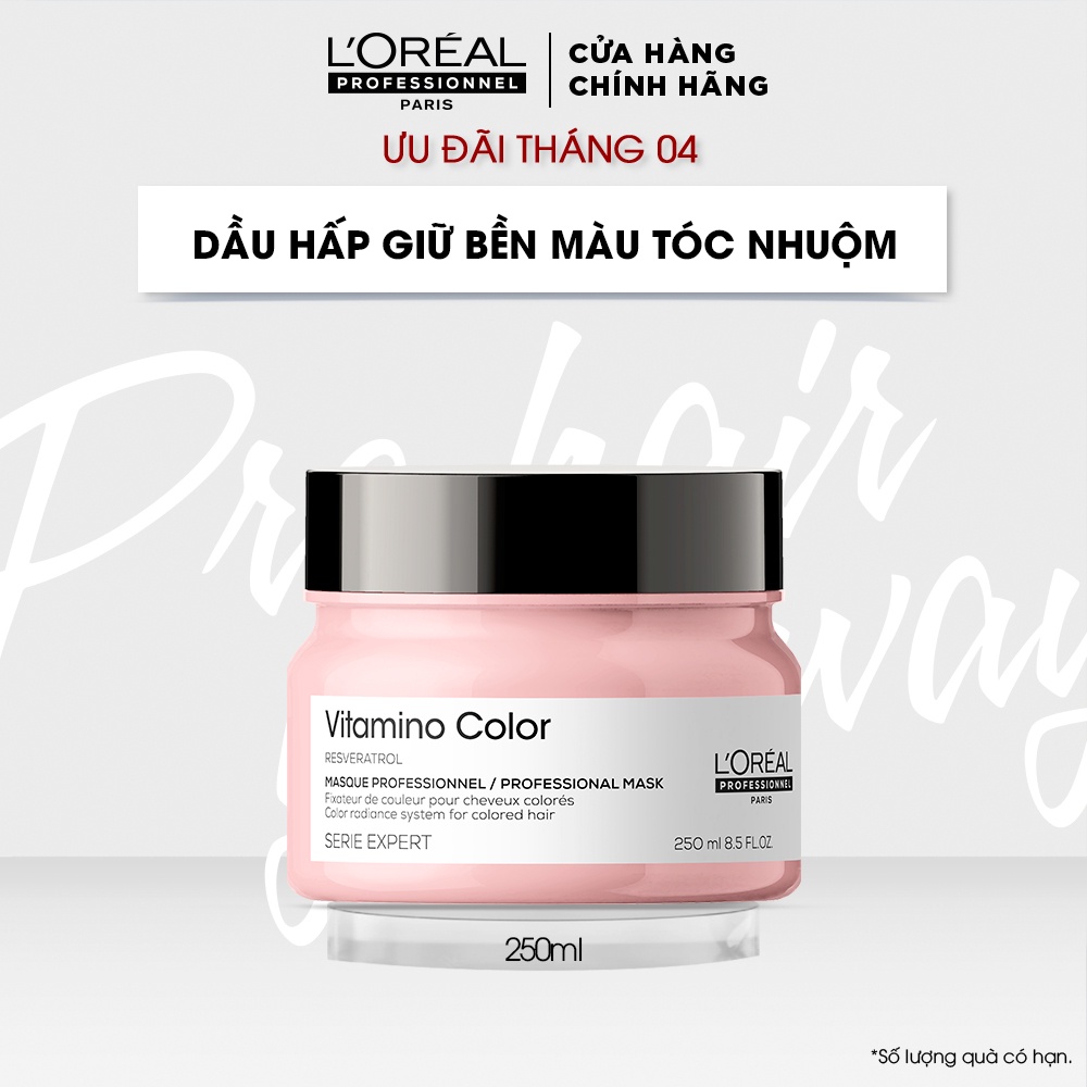 [Mã COSPPD05 giảm 10% đơn 400K] Dầu hấp giữ màu tóc nhuộm L'Oréal Professionnel Serie Expert Vitamino Color 250ml